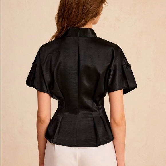 Commense Black Satin Blouse - Picture 3 of 9